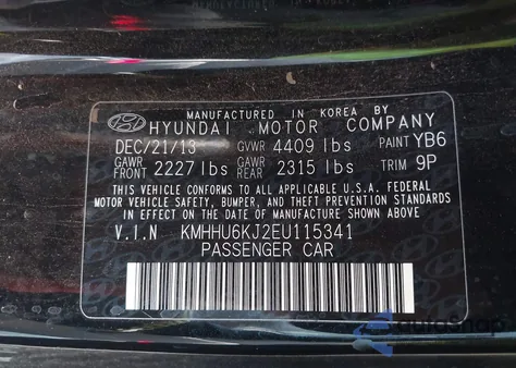 2014 Hyundai Genesis 3.8 Ultimate из США, поврежденный, VIN KMHHU6KJ2EU115341